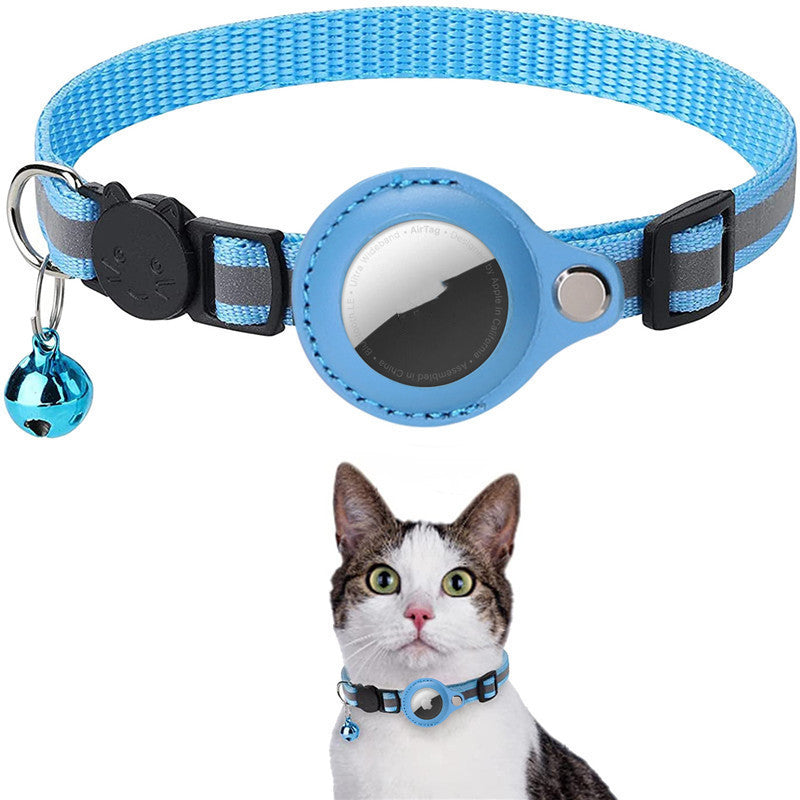 AirTag-Compatible Reflective Collar – Breakaway, Removable Bell, Adjustable (Cats & Small Dogs)