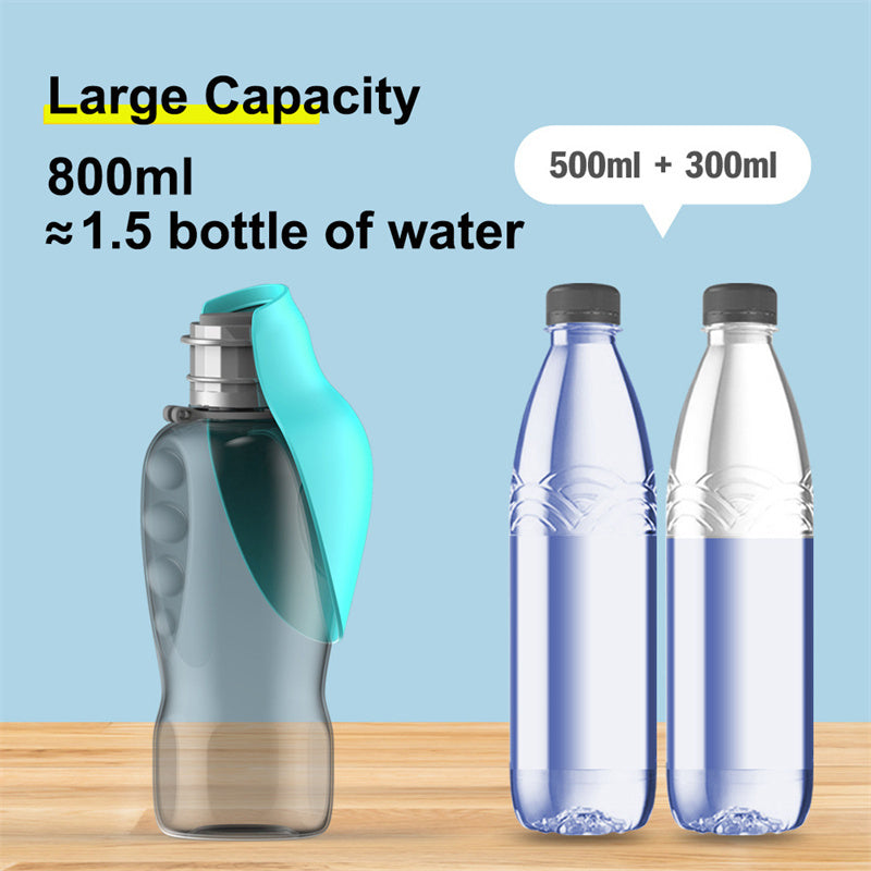Spill-Proof Travel Water Bottle with Bowl (800 ml) – One-Hand Leak-Lock, BPA-Free