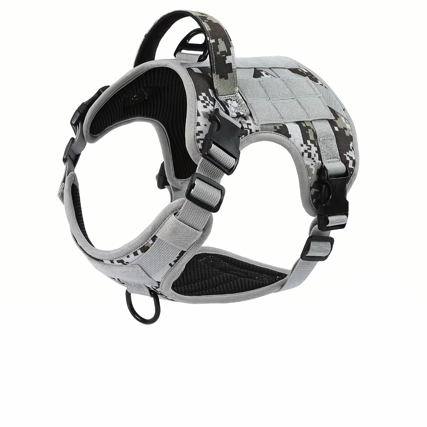 Tactical No-Pull Dog Harness – Reflective, Metal Buckles, Grab Handle (S–XL)
