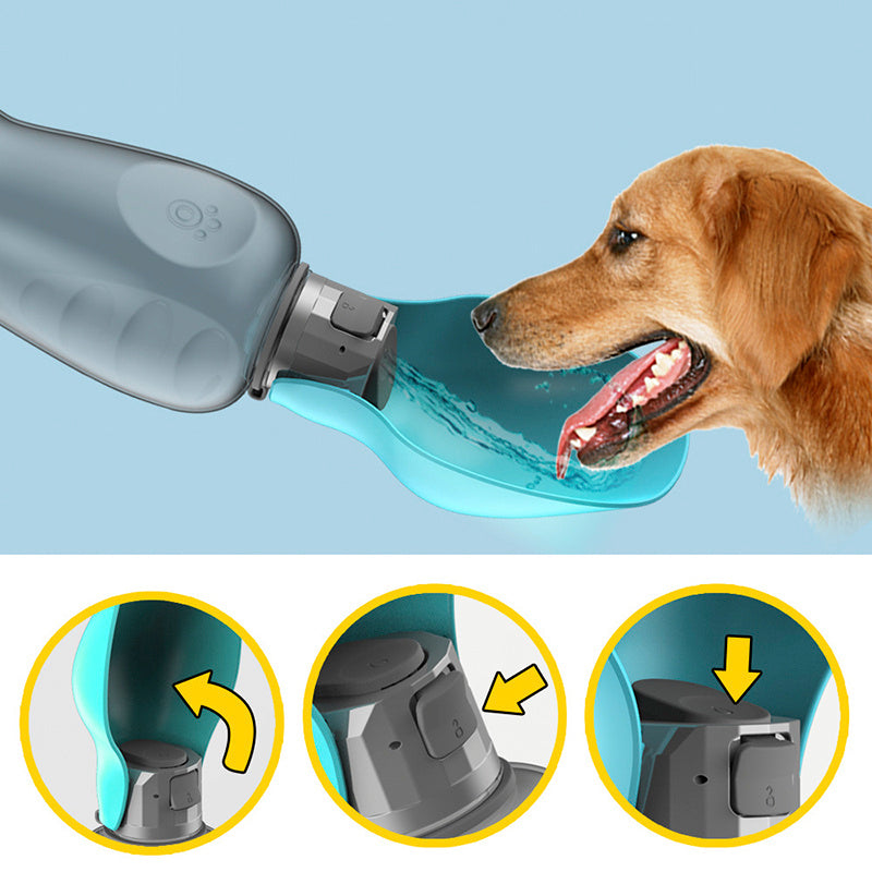 Spill-Proof Travel Water Bottle with Bowl (800 ml) – One-Hand Leak-Lock, BPA-Free