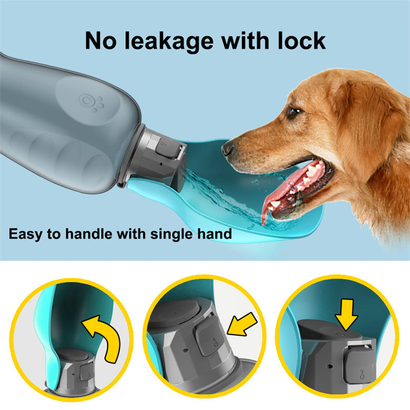 Spill-Proof Travel Water Bottle with Bowl (800 ml) – One-Hand Leak-Lock, BPA-Free