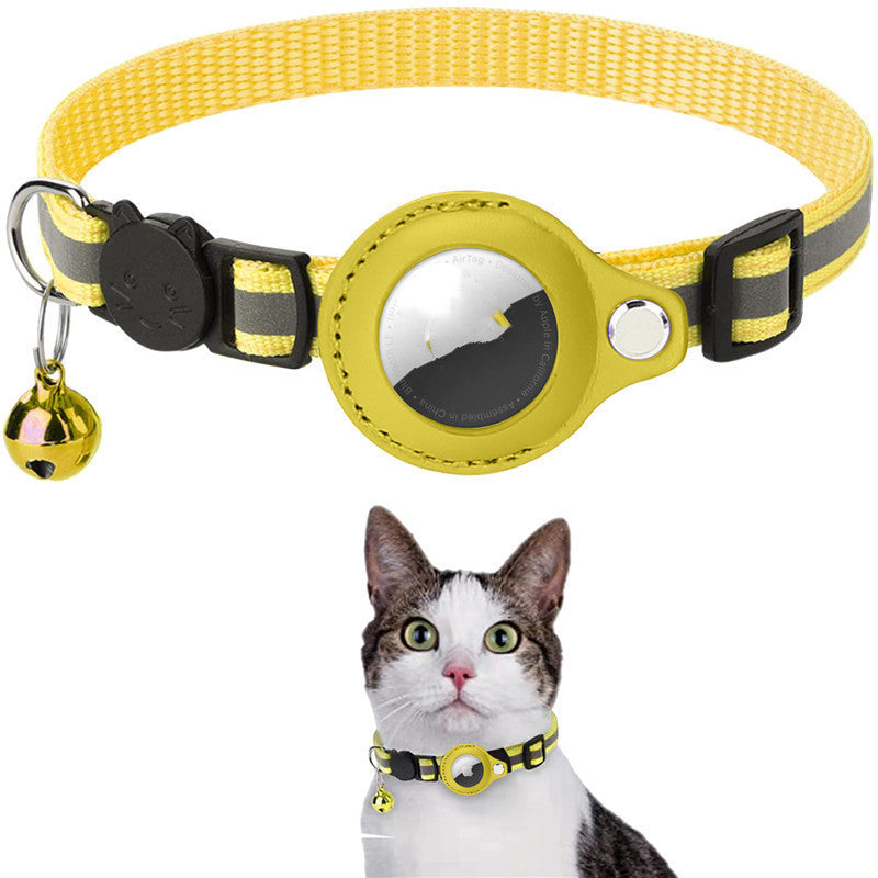 AirTag-Compatible Reflective Collar – Breakaway, Removable Bell, Adjustable (Cats & Small Dogs)