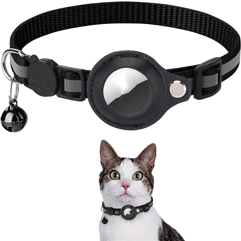 AirTag-Compatible Reflective Collar – Breakaway, Removable Bell, Adjustable (Cats & Small Dogs)