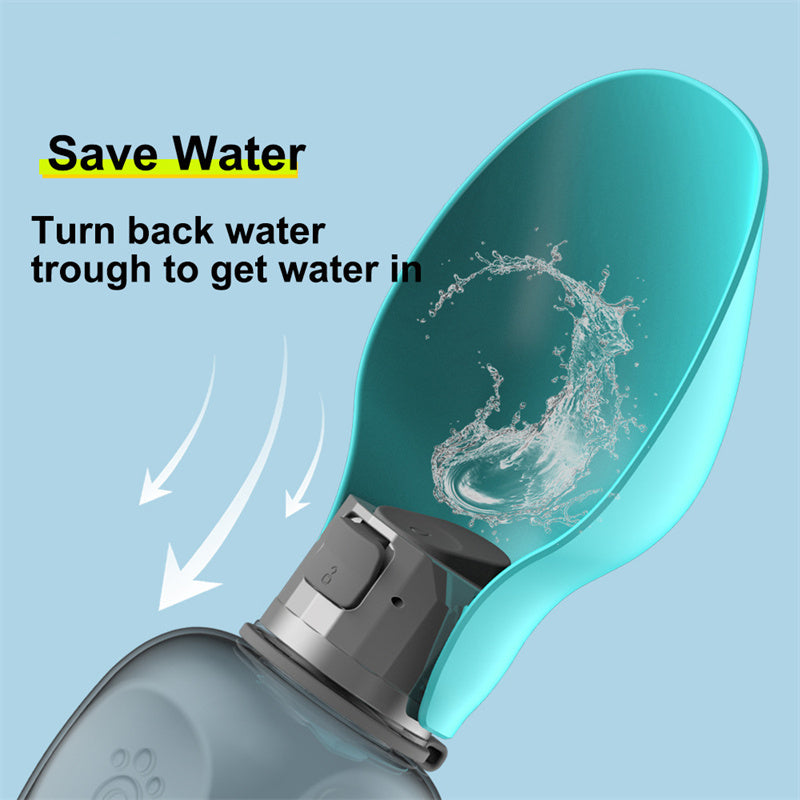 Spill-Proof Travel Water Bottle with Bowl (800 ml) – One-Hand Leak-Lock, BPA-Free
