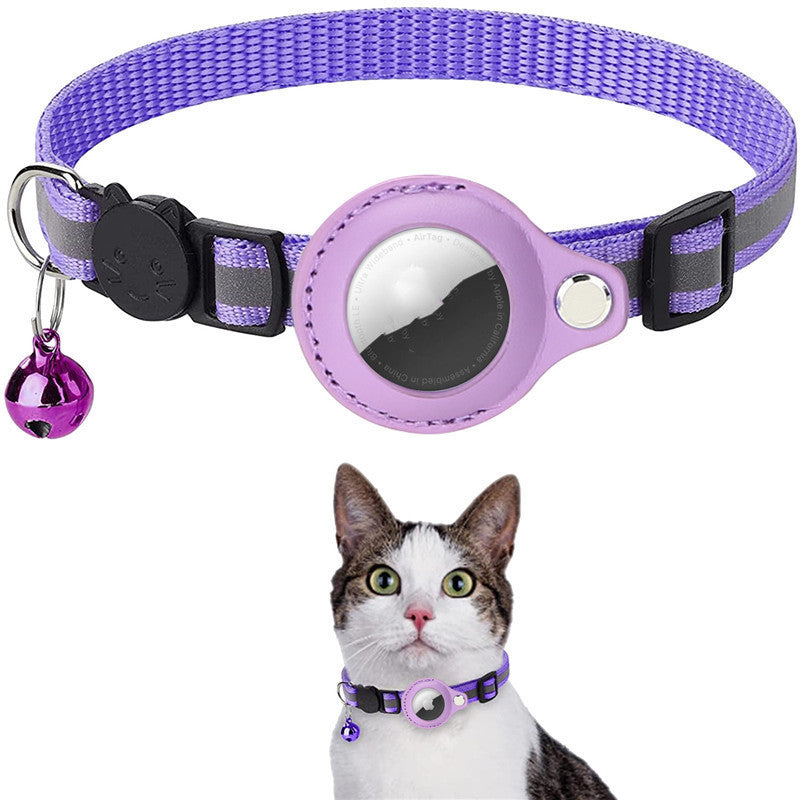 AirTag-Compatible Reflective Collar – Breakaway, Removable Bell, Adjustable (Cats & Small Dogs)
