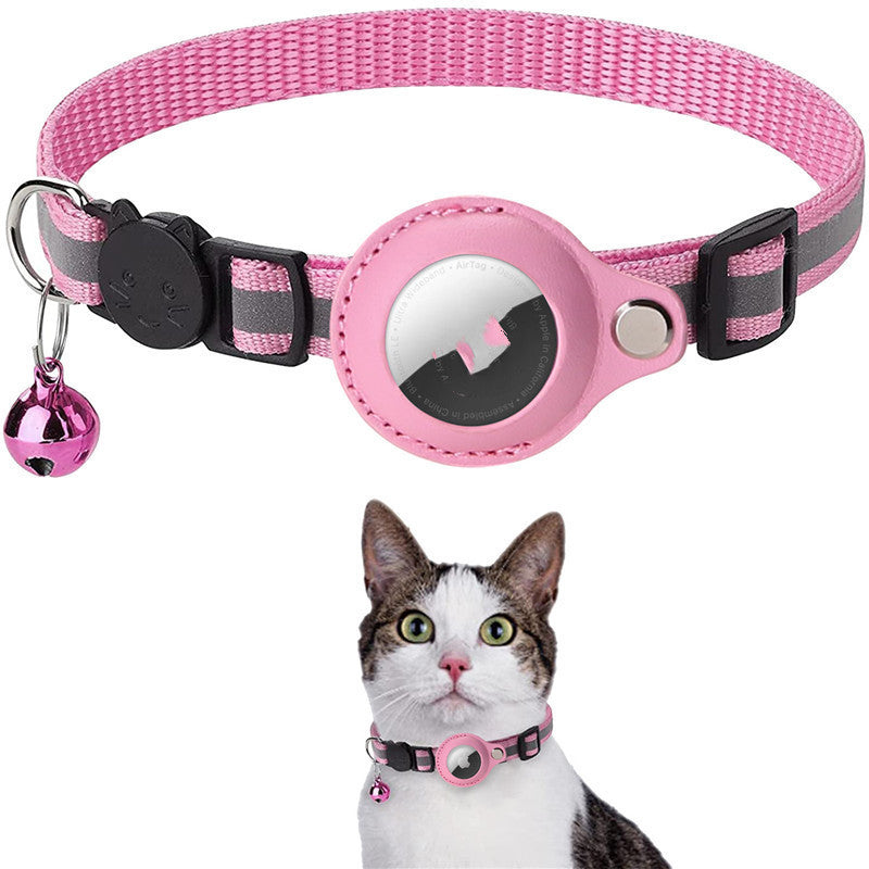 AirTag-Compatible Reflective Collar – Breakaway, Removable Bell, Adjustable (Cats & Small Dogs)