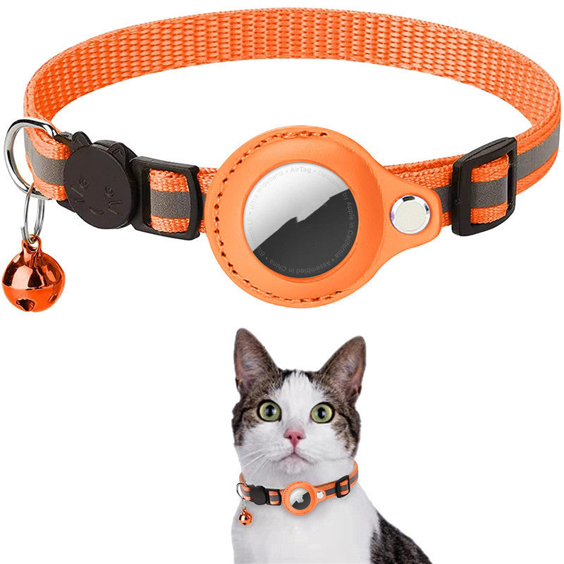 AirTag-Compatible Reflective Collar – Breakaway, Removable Bell, Adjustable (Cats & Small Dogs)