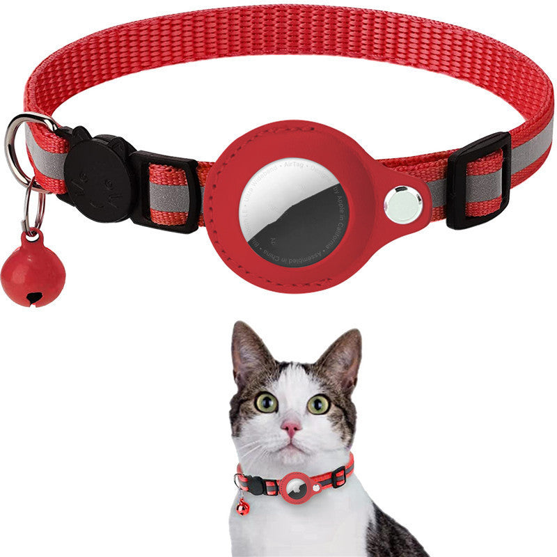 AirTag-Compatible Reflective Collar – Breakaway, Removable Bell, Adjustable (Cats & Small Dogs)