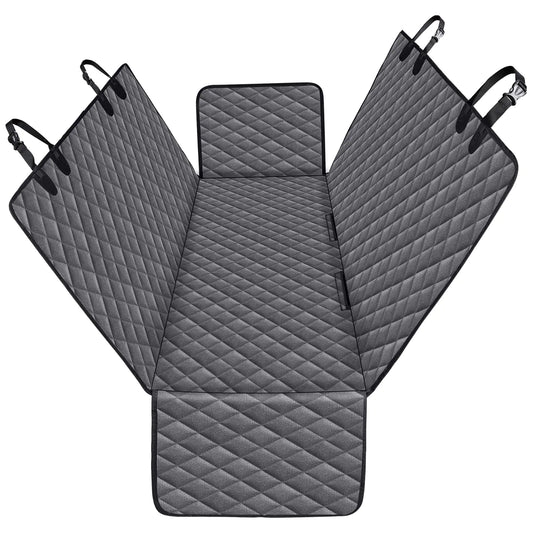 Heavy-Duty Waterproof Hammock Car Seat Cover (600D) – Non-Slip, Side Flaps, Machine-Washable (Gray)