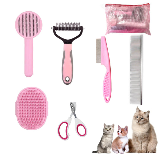 Travel Pet Grooming Kit (6-Piece) – Compact Case for Cats & Small Dogs