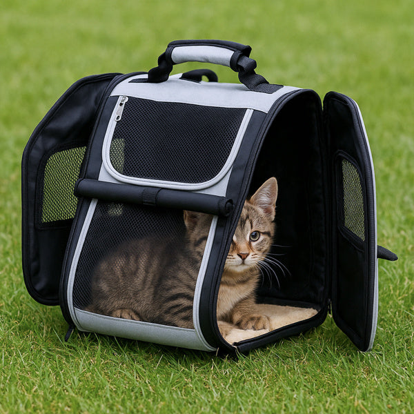 Expandable Pet Carrier Backpack (Up to 26 lb). Breathable, Travel-Ready