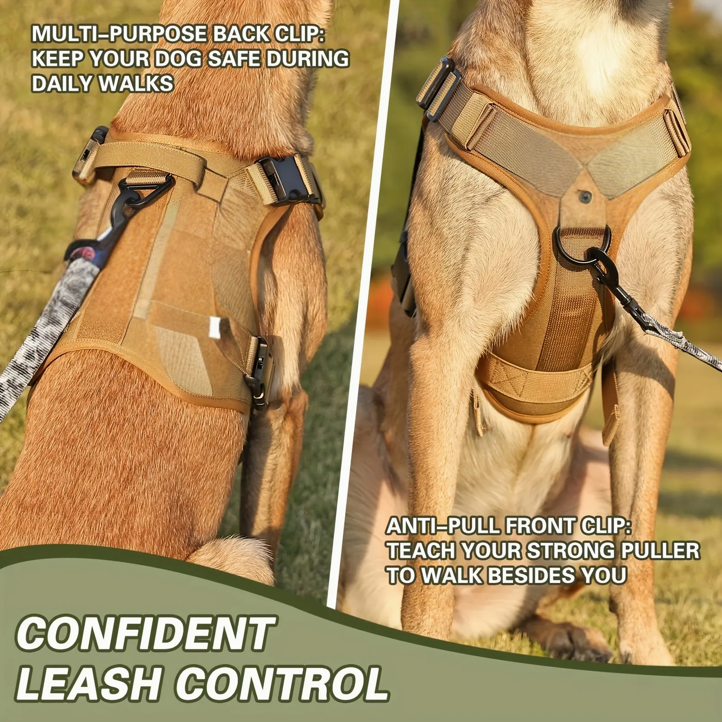 Tactical No-Pull Dog Harness – Reflective, Metal Buckles, Grab Handle (S–XL)