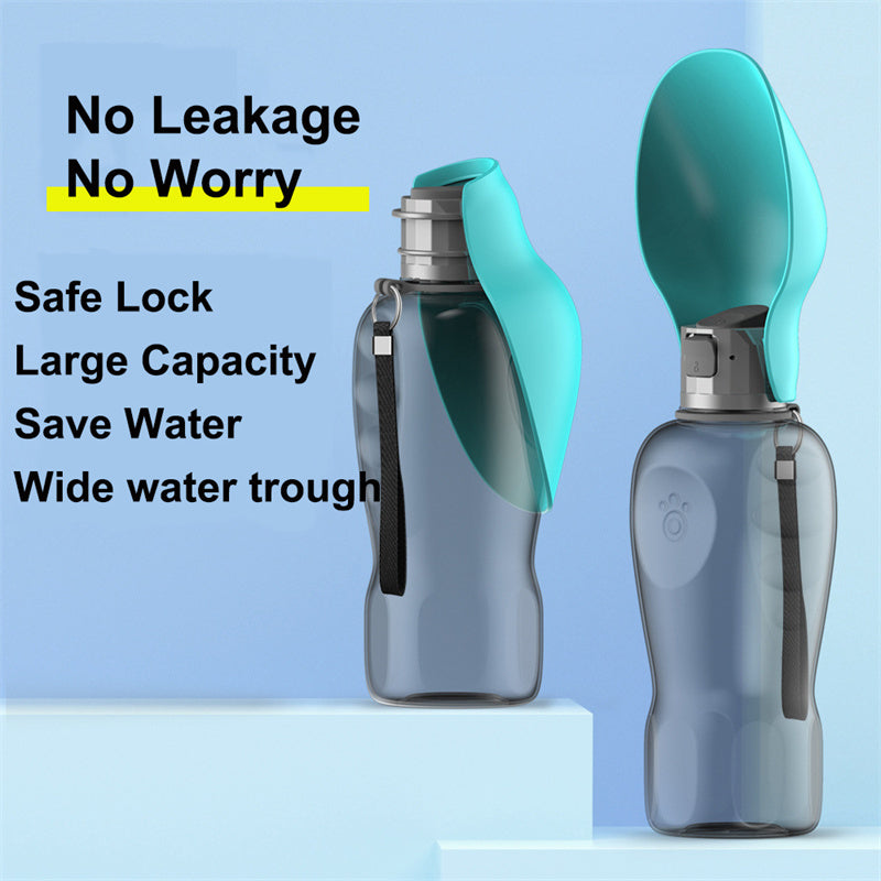 Spill-Proof Travel Water Bottle with Bowl (800 ml) – One-Hand Leak-Lock, BPA-Free