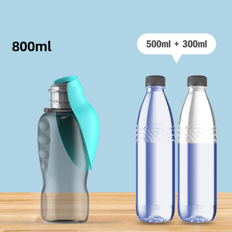 Spill-Proof Travel Water Bottle with Bowl (800 ml) – One-Hand Leak-Lock, BPA-Free