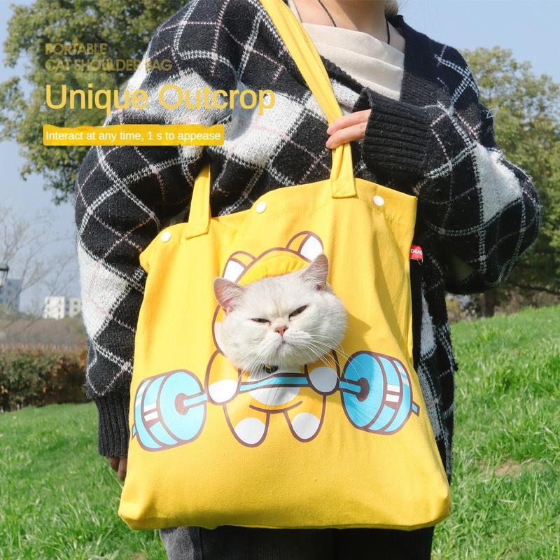 Canvas Cat Shoulder Carrier – Head-Out Tote, Lightweight (M/L)